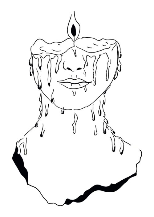 dessin chandeliere femme chandelle noir